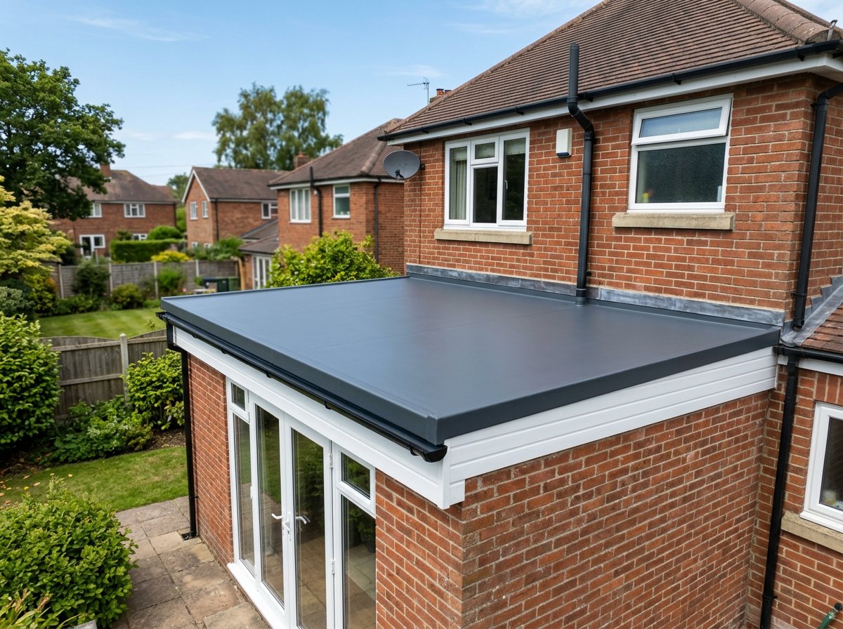 GRP flat roof on a rear extension
