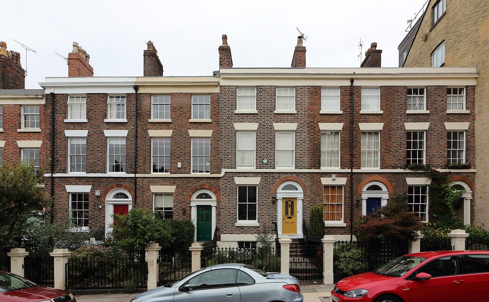 Georgian brick terraced town houses with slate roofs