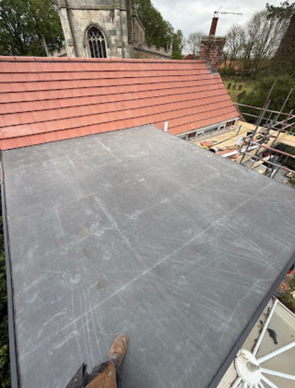 Large new rubber flat roof laid by our team