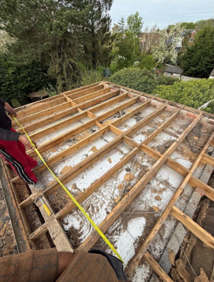 Flat roof joists renewed during a flat roof rebuild